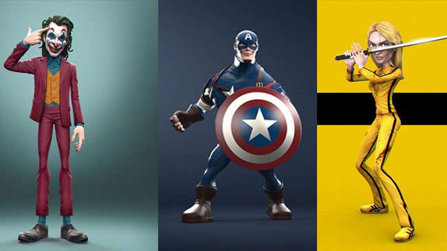Personagens 3D super heróis